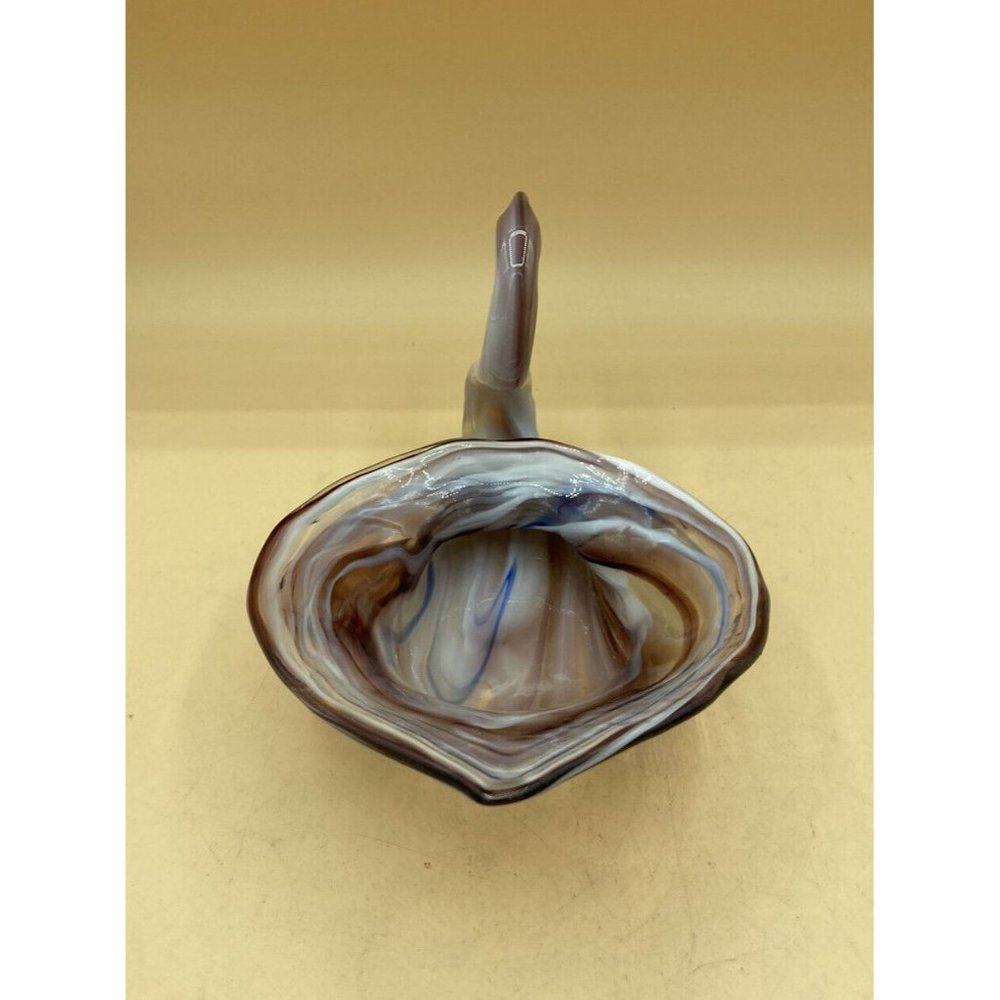 Swan Dish Cherokee Glass by Wagon Hill Art Glass Decor Vintage 5” X 9” - Picture 5 of 12